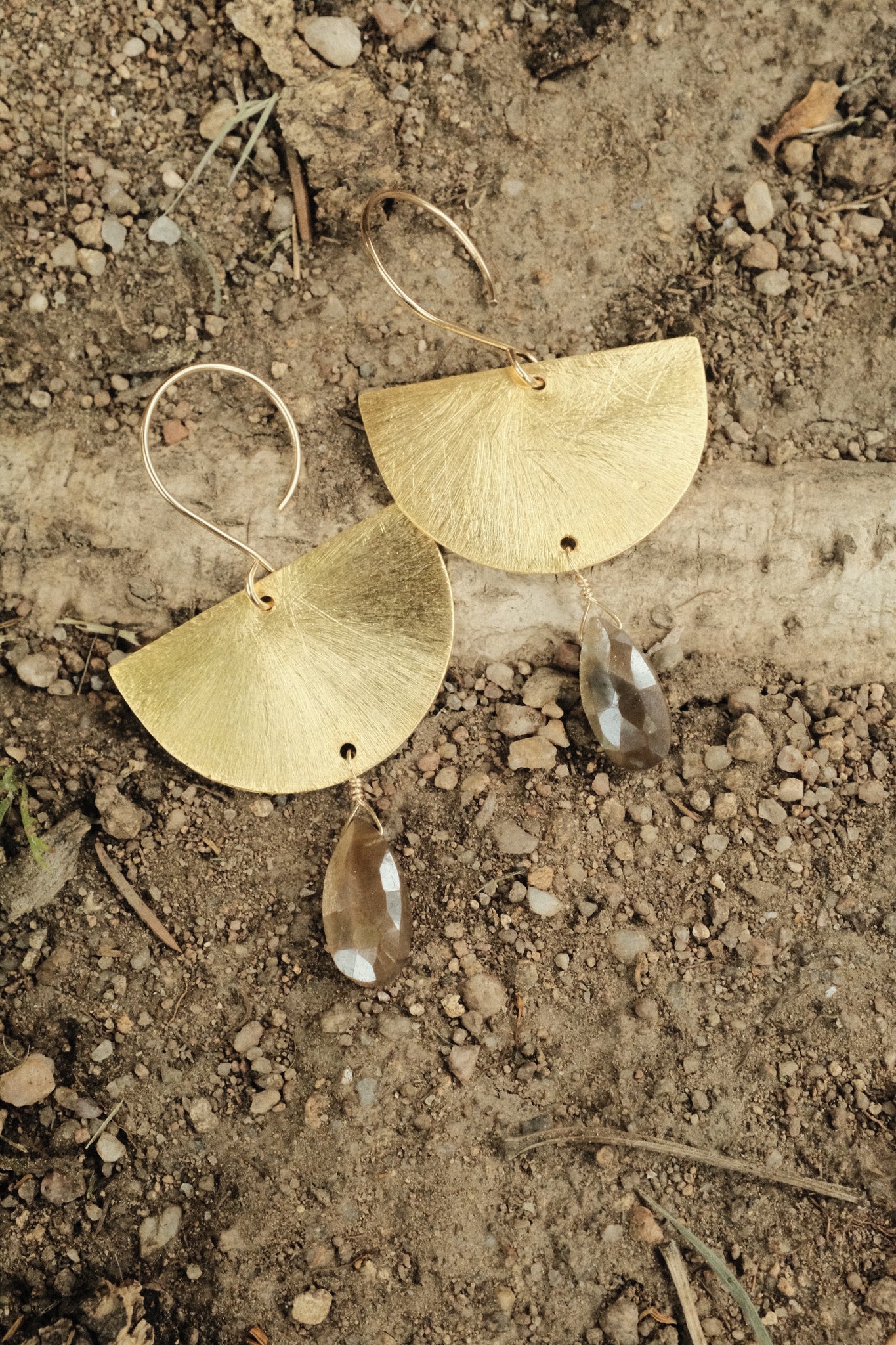 Half Moon Earrings in Black Sunstone