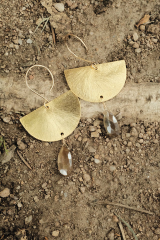 Half Moon Earrings in Black Sunstone