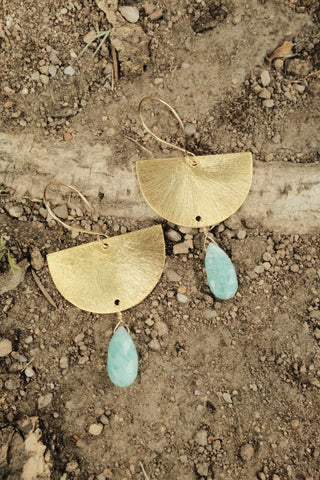 Half Moon Earrings in Amazonite