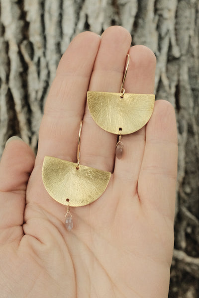 Half Moon Earrings in Mauve Moonstone
