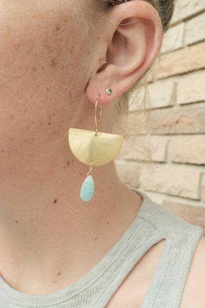 Half Moon Earrings in Amazonite