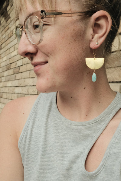 Half Moon Earrings in Amazonite