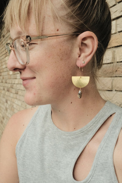 Half Moon Earrings in Black Sunstone