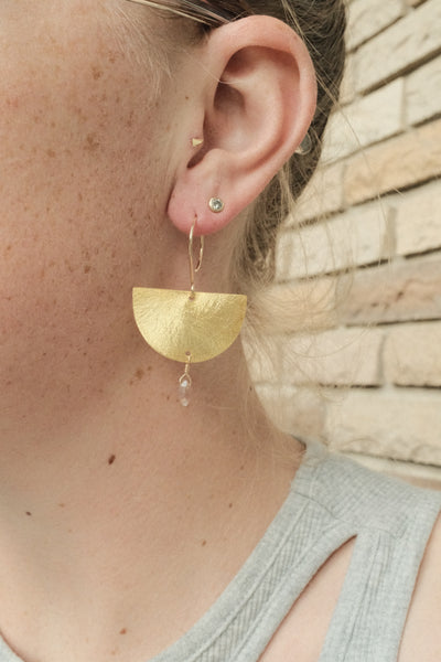 Half Moon Earrings in Mauve Moonstone