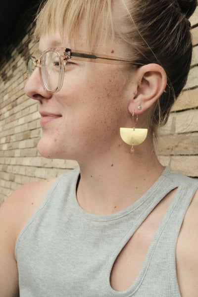 Half Moon Earrings in Mauve Moonstone