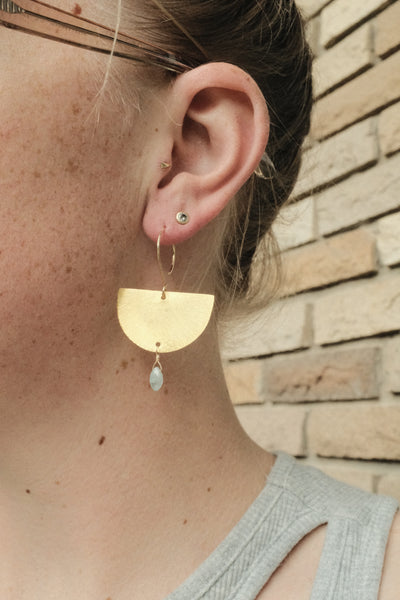 Half Moon Earrings in Aquamarine