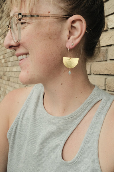 Half Moon Earrings in Aquamarine